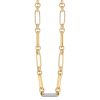 Roberto Coin Oro Classic Paperclip & Rounded Link Chain Necklace in Two Tone with Diamond Pavé Link