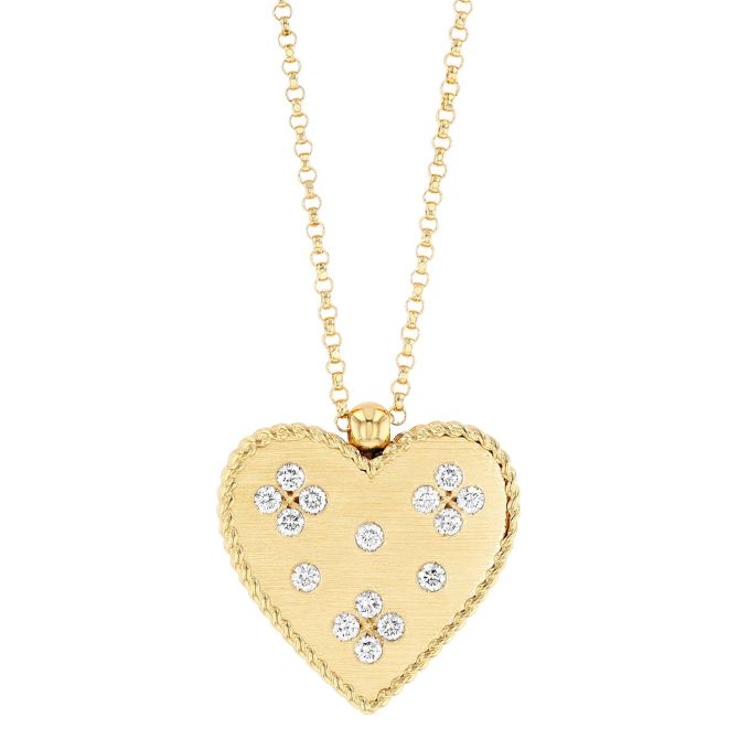 Roberto Coin Venetian Princess Diamond Heart Pendant in Yellow Gold