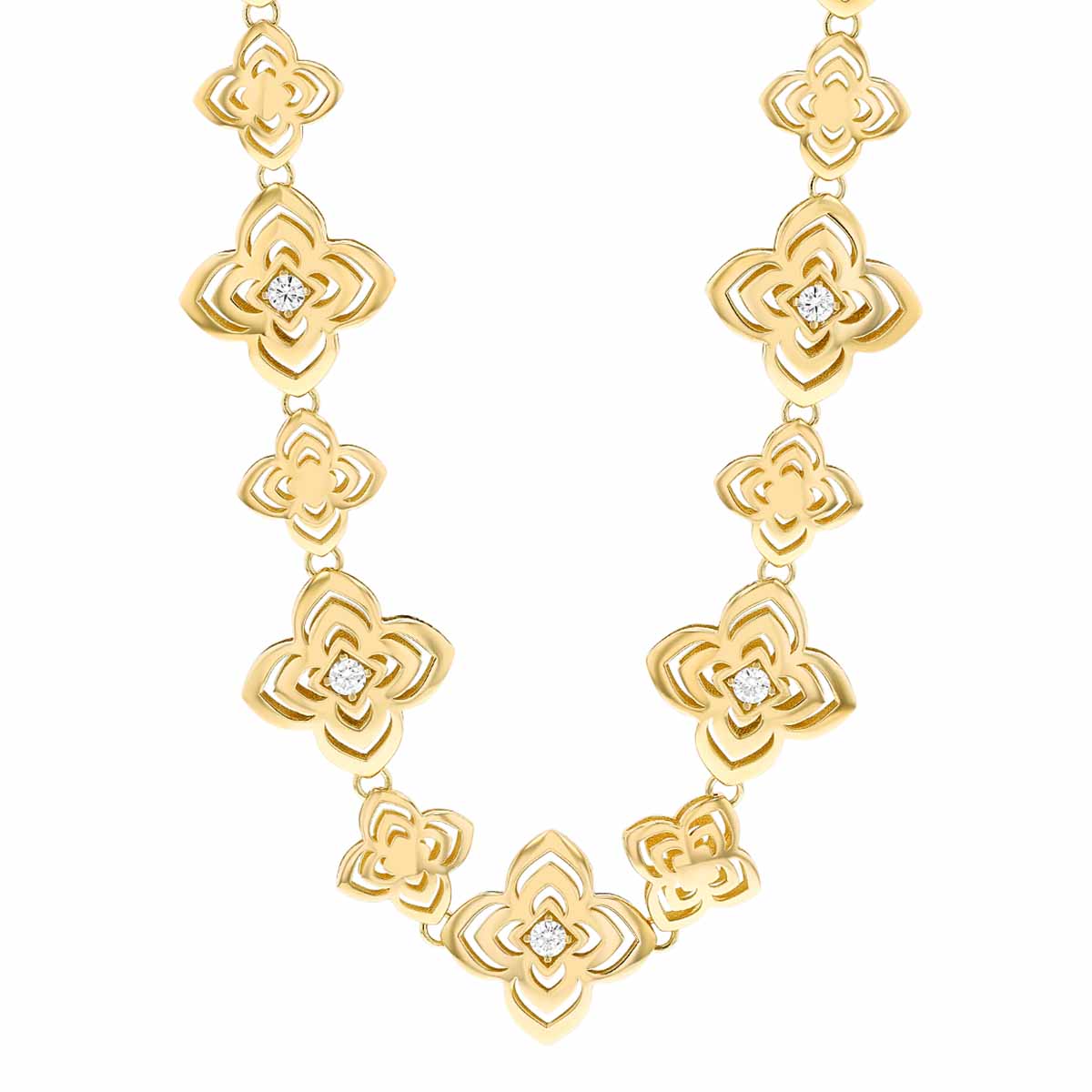 Roberto Coin Palazzo Ducale Carnival Yellow Gold Necklace with Diamonds, 16