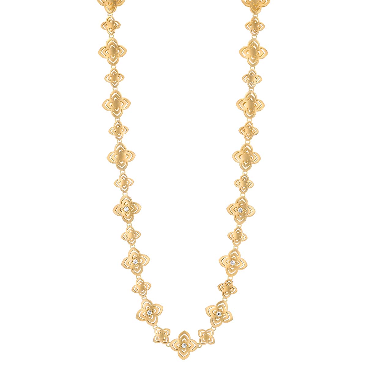Roberto Coin Palazzo Ducale Carnival Satin Yellow Gold Necklace with Diamonds, 16