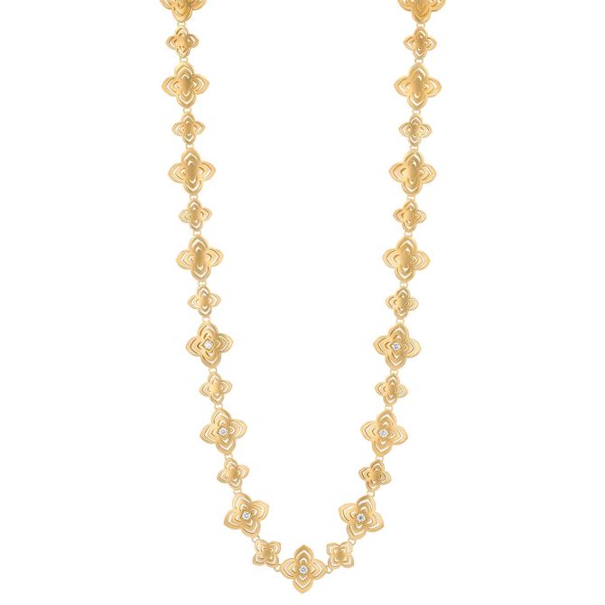 Roberto Coin Palazzo Ducale Carnival Satin Yellow Gold Necklace with Diamonds, 16"