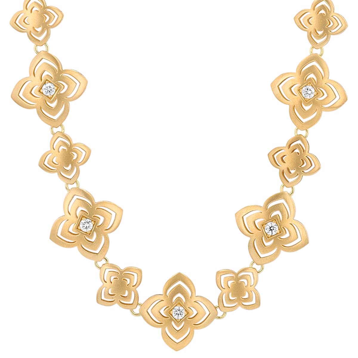 Roberto Coin Palazzo Ducale Carnival Satin Yellow Gold Necklace with Diamonds, 16