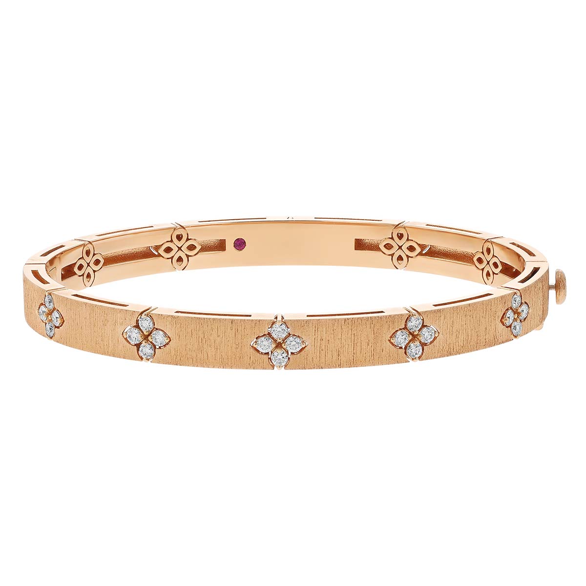 Roberto Coin Love in Verona Diamond Bangle Bracelet in Satin Rose Gold, Medium Width