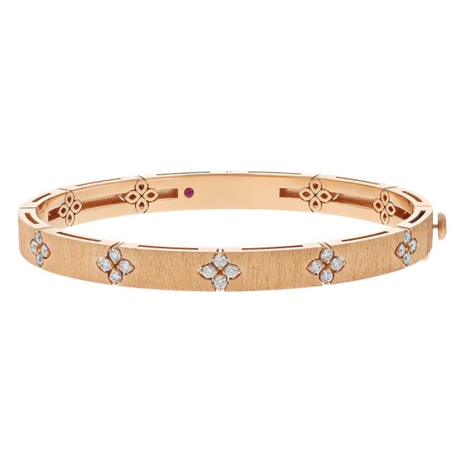 Roberto Coin Love in Verona Diamond Bangle Bracelet in Satin Rose Gold, Medium Width