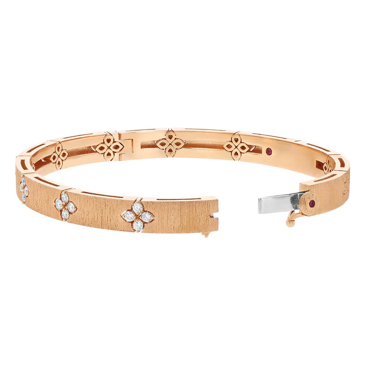 Roberto Coin Love in Verona Diamond Bangle Bracelet in Satin Rose Gold, Medium Width
