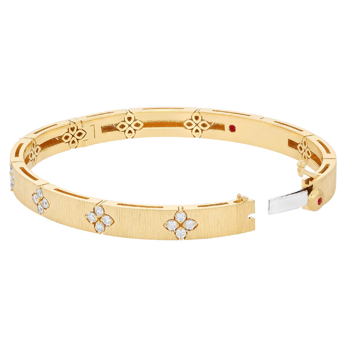 Roberto Coin Love in Verona Diamond Bangle Bracelet in Satin Yellow Gold, Medium Width