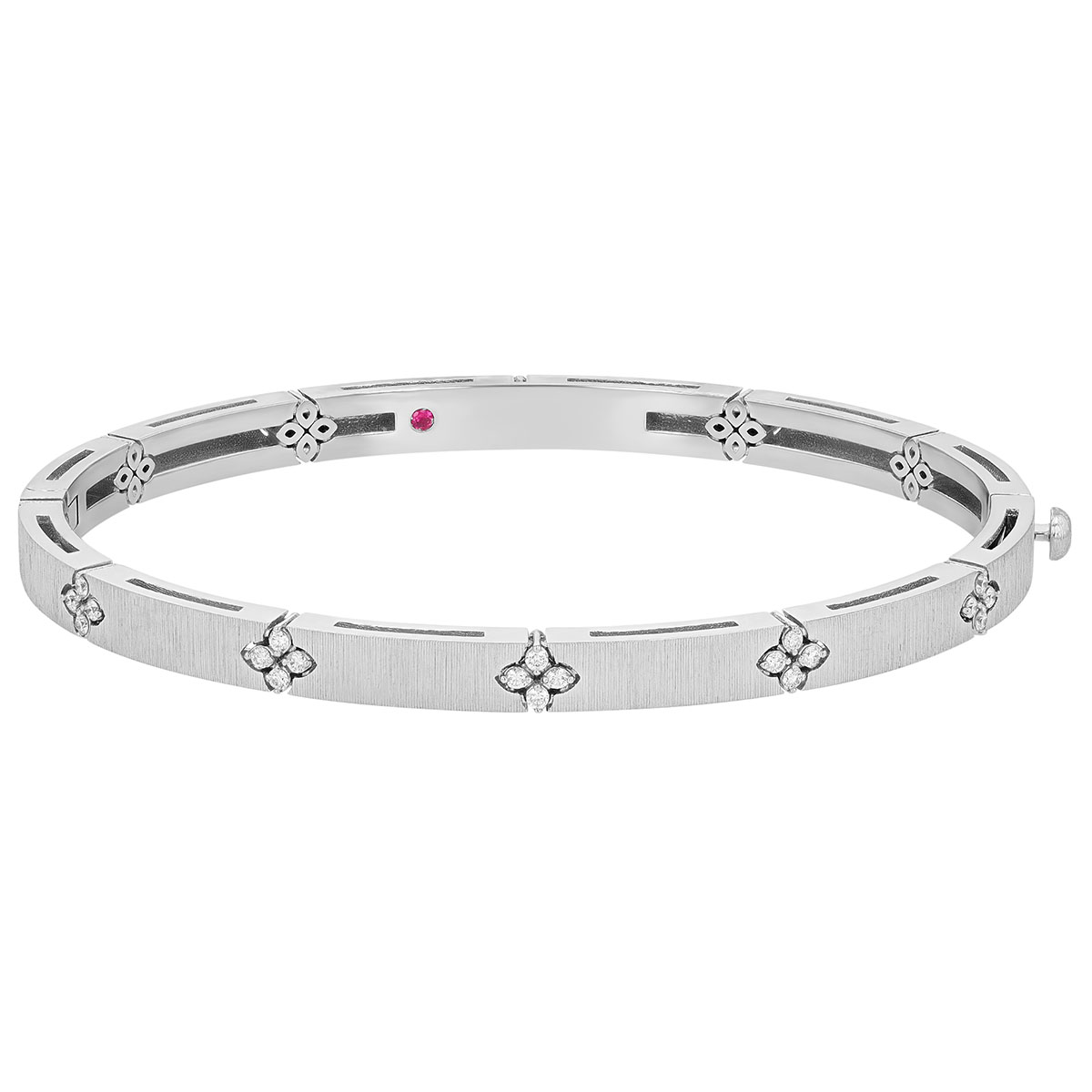 Roberto Coin Love in Verona Diamond Bangle Bracelet in Satin White Gold, Narrow Width