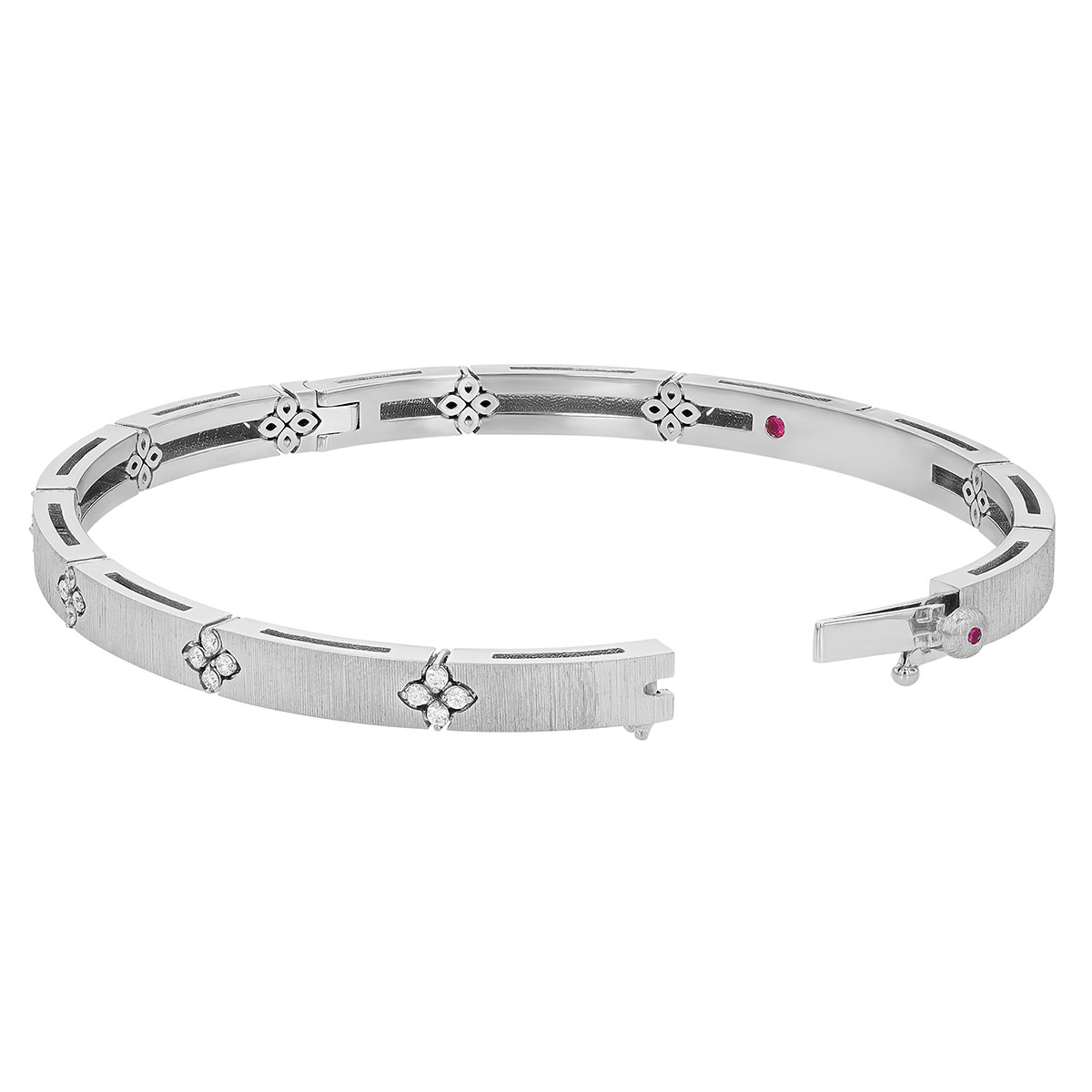 Roberto Coin Love in Verona Diamond Bangle Bracelet in Satin White Gold, Narrow Width