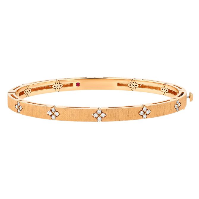 Roberto Coin Love in Verona Diamond Bangle Bracelet in Satin Rose Gold