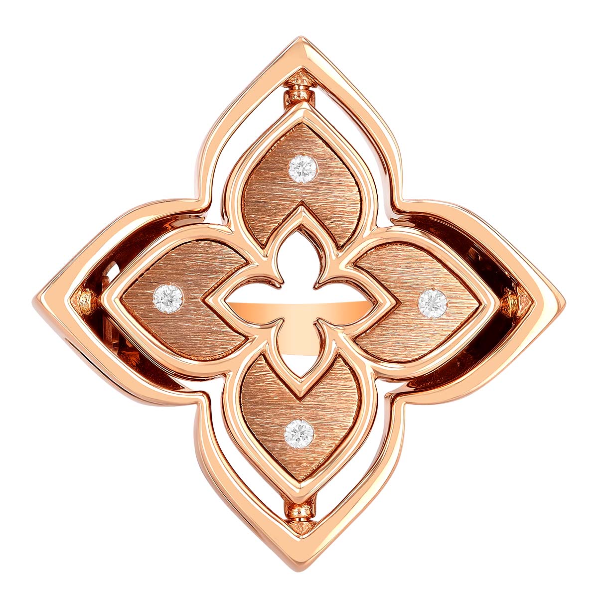 Roberto Coin Carnival Venetian Princess Pirouette Diamond & Rhodocrosite Ring in Rose Gold