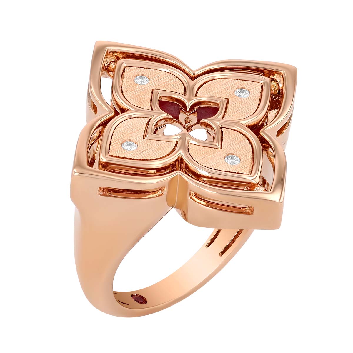 Roberto Coin Carnival Venetian Princess Pirouette Diamond & Rhodocrosite Ring in Rose Gold