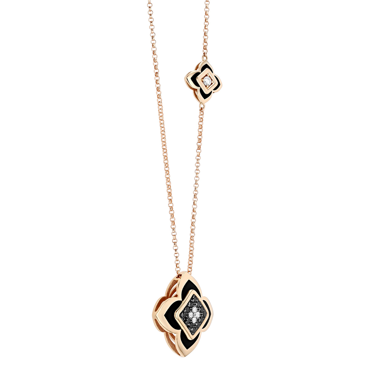 Roberto Coin Palazzo Ducale Carnival Black & White Diamond, Enamel & Rose Gold Necklace, 18