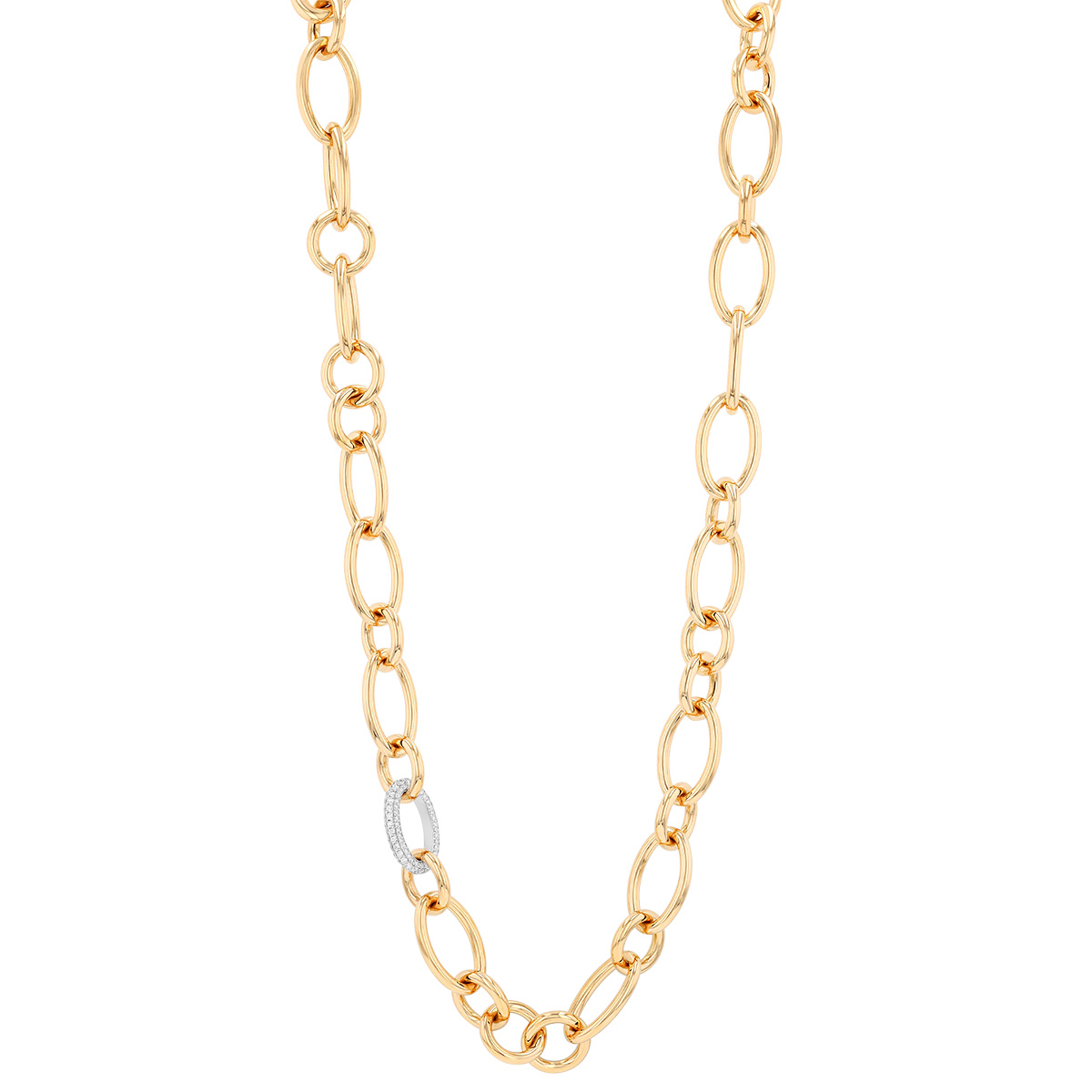 Roberto Coin Oval & Round Link Chain Necklace with Diamond Link, 17