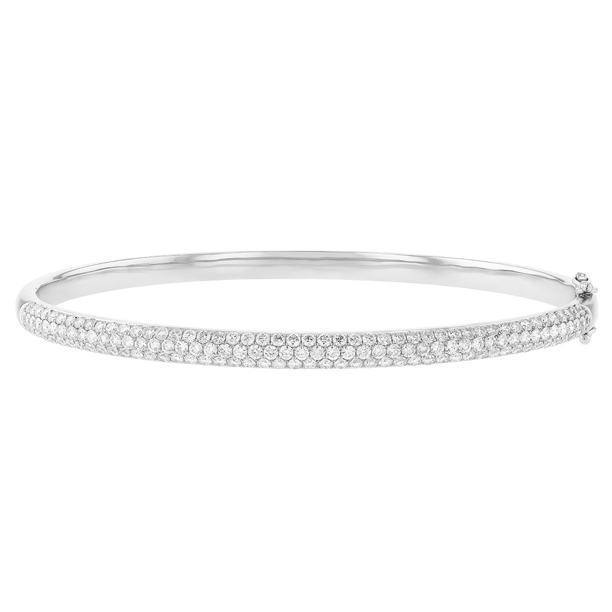 Diamond Pave 3 Row Bangle Bracelet in White Gold