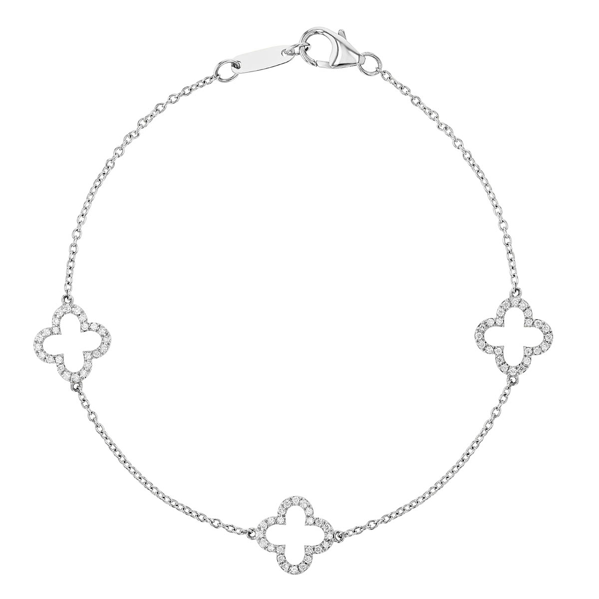 Diamond Quatrefoil Station Bracelet in White Gold