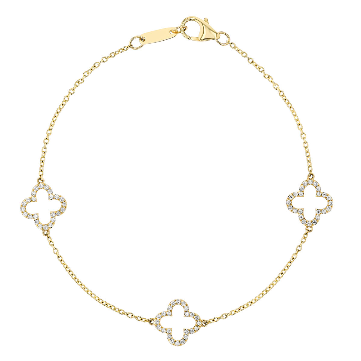 Diamond Quatrefoil Station Bracelet in Yellow Gold