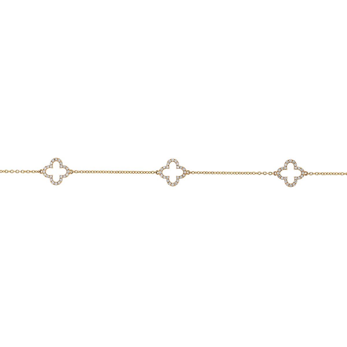 Diamond Quatrefoil Station Bracelet in Yellow Gold