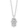 Diamond Hamsa Pendant in White Gold