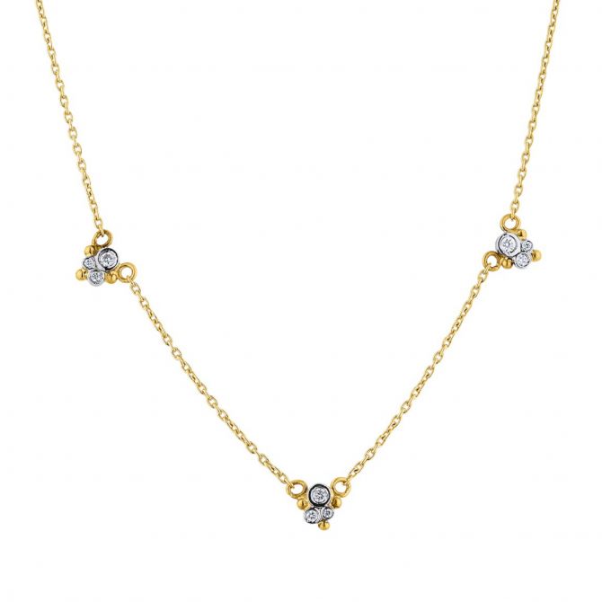 Lika Behar Dylan Diamond Cluster Station Necklace in Two Tone