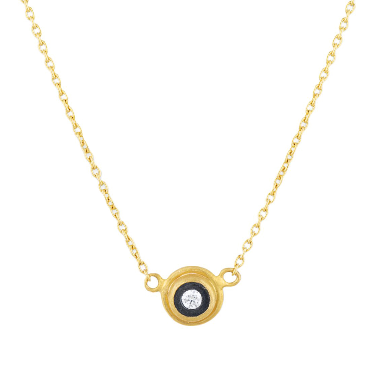 Lika Behar Krista Bezel Set Diamond Pendant in Yellow Gold & Oxidized Silver