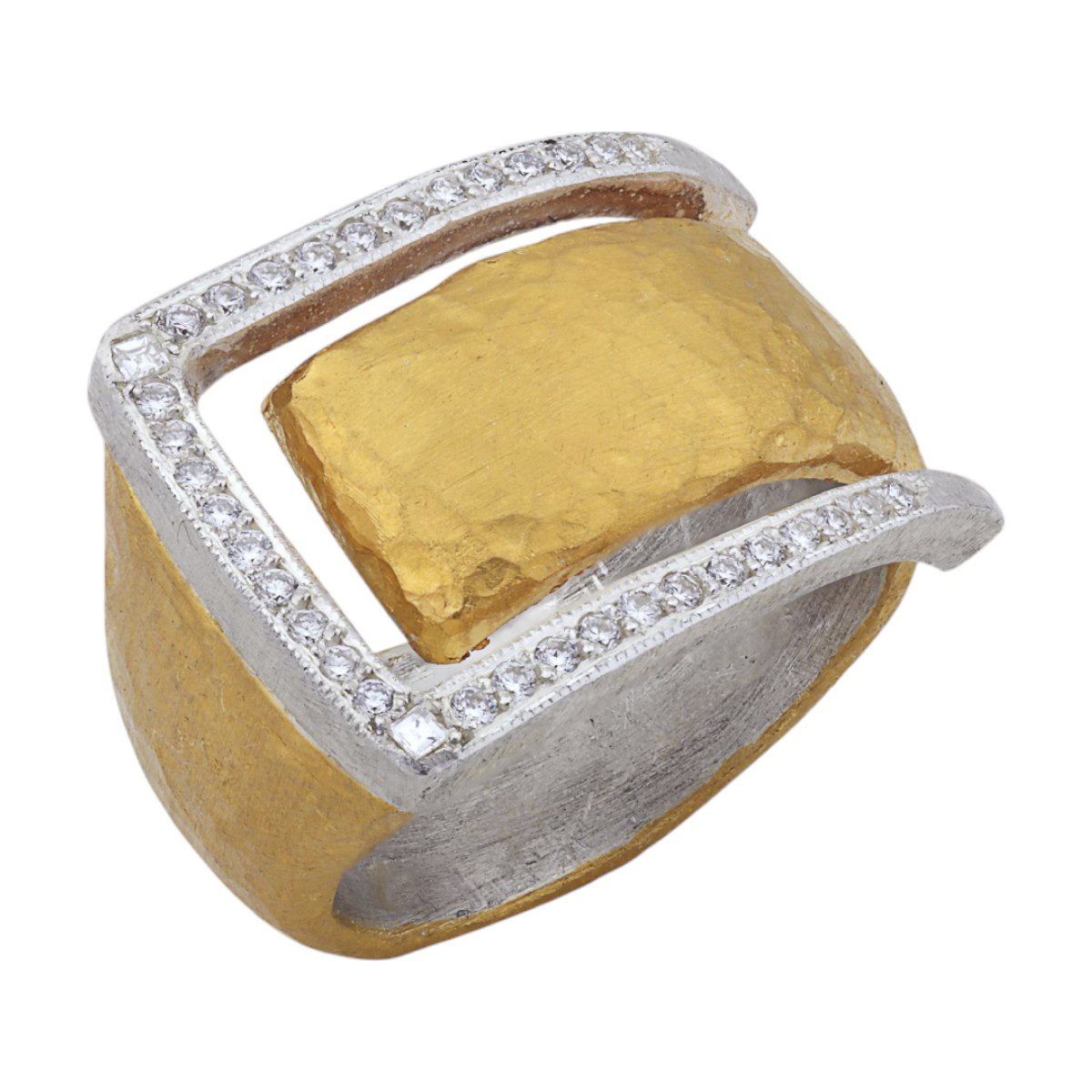 Lika Behar Deck Diamond Ring in Yellow Gold & Sterling Silver