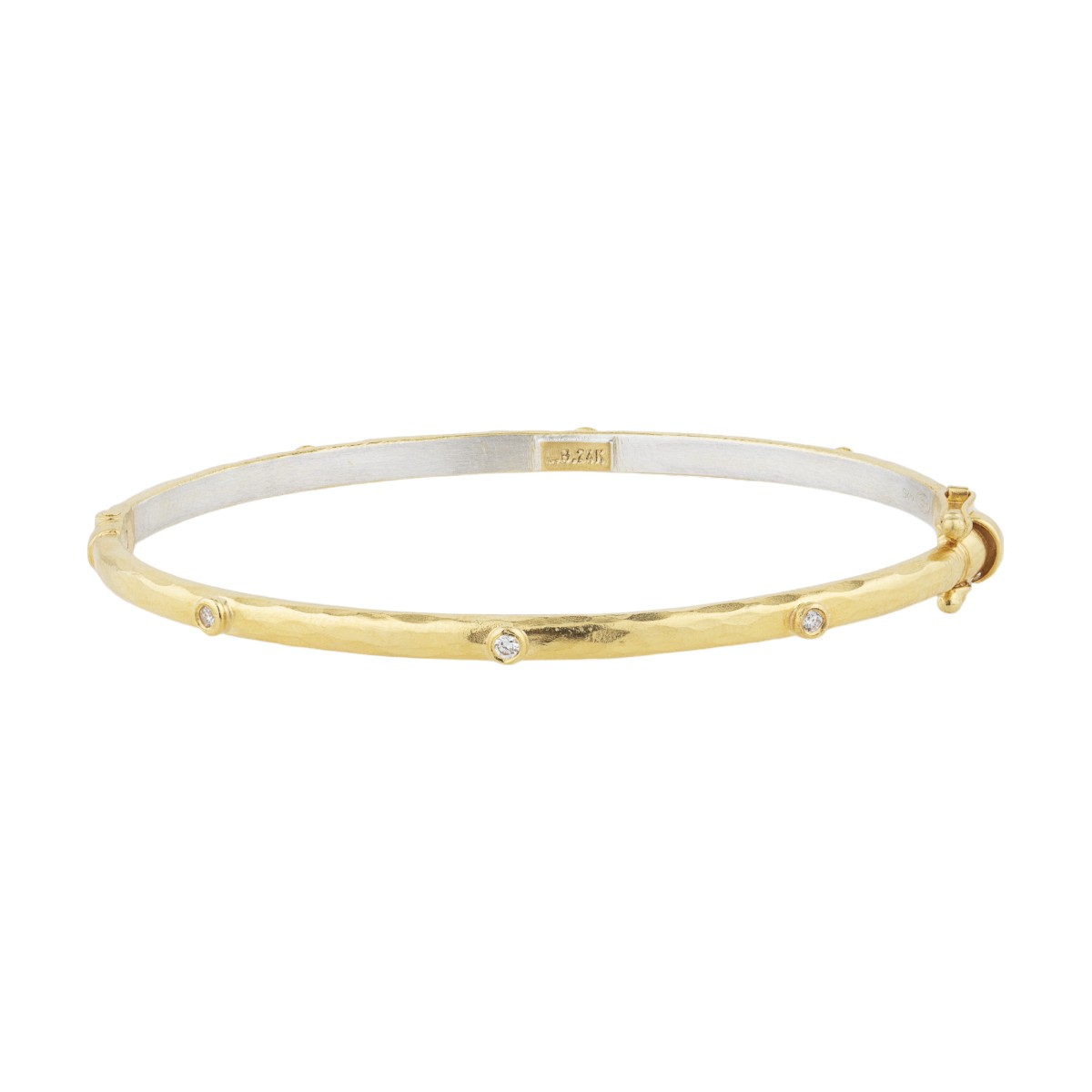 Lika Behar Stockholm Yellow Gold Bangle Bracelet with Diamond Accents