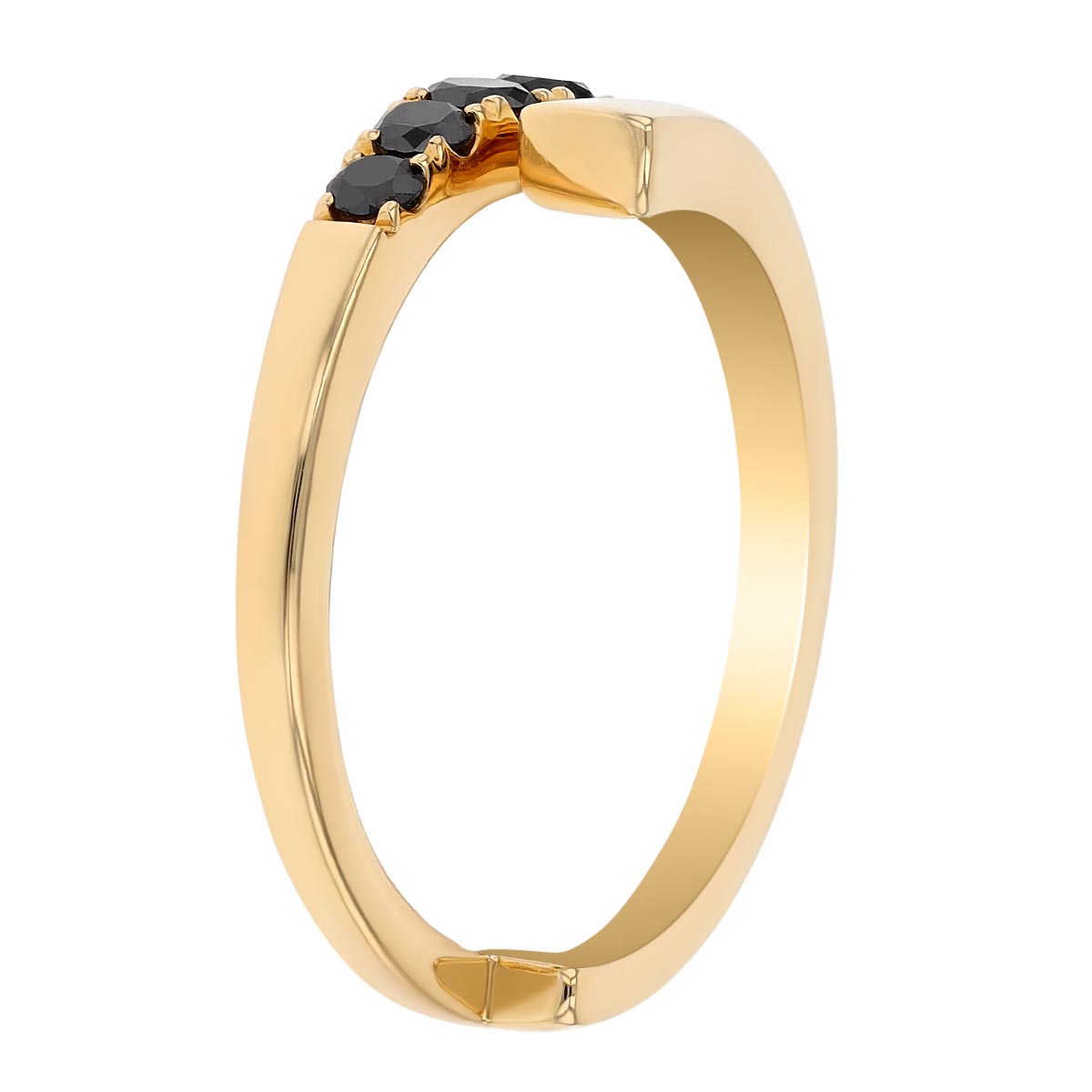 Frederic Sage Black Diamond Bypass Ring in Yellow Gold