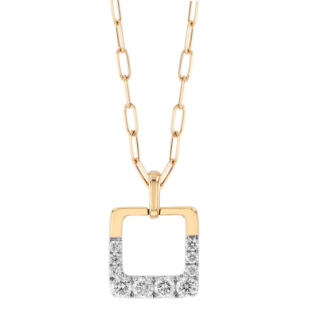 Frederic Sage Diamond Open Square Pendant in Two Tone