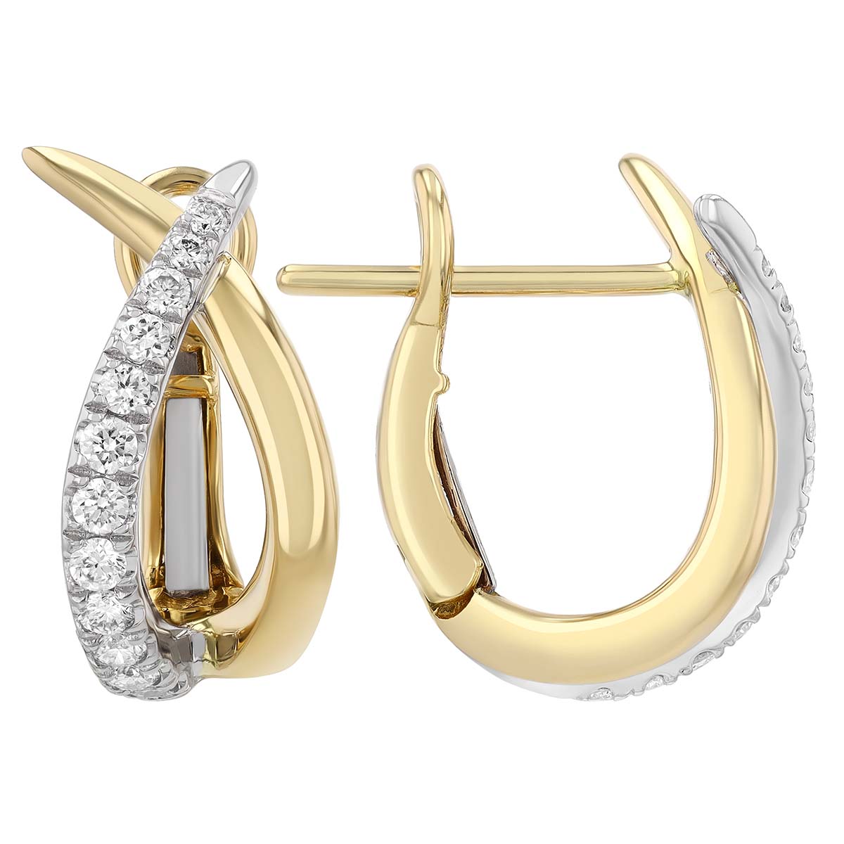 Frederic Sage Diamond Crossover Hoop Earrings in Two Tone