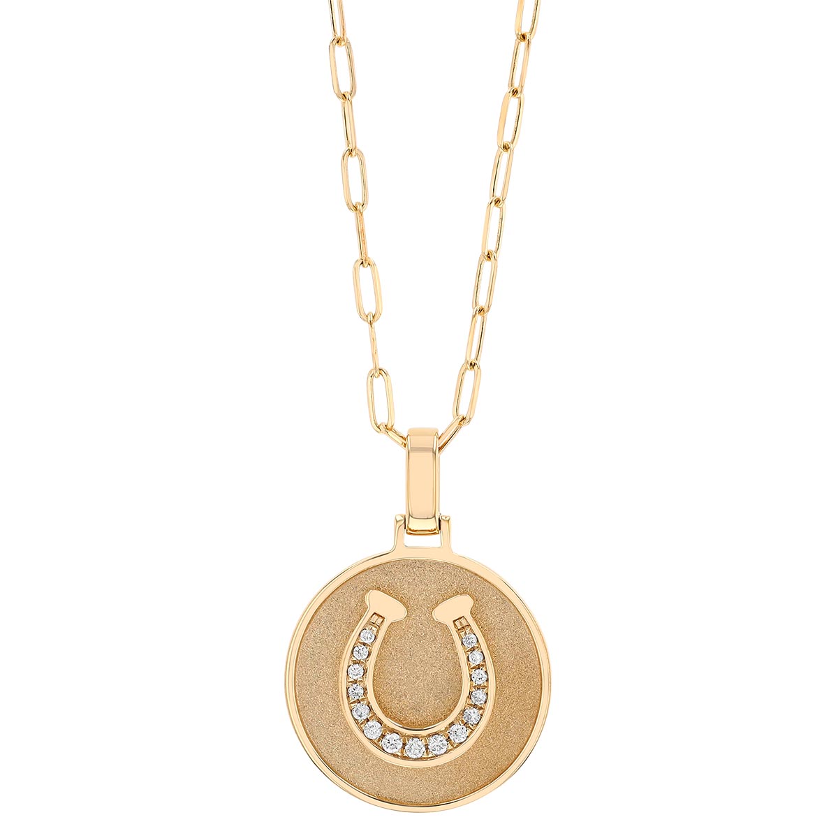 Frederic Sage Diamond Horseshoe Circle Pendant in Yellow Gold
