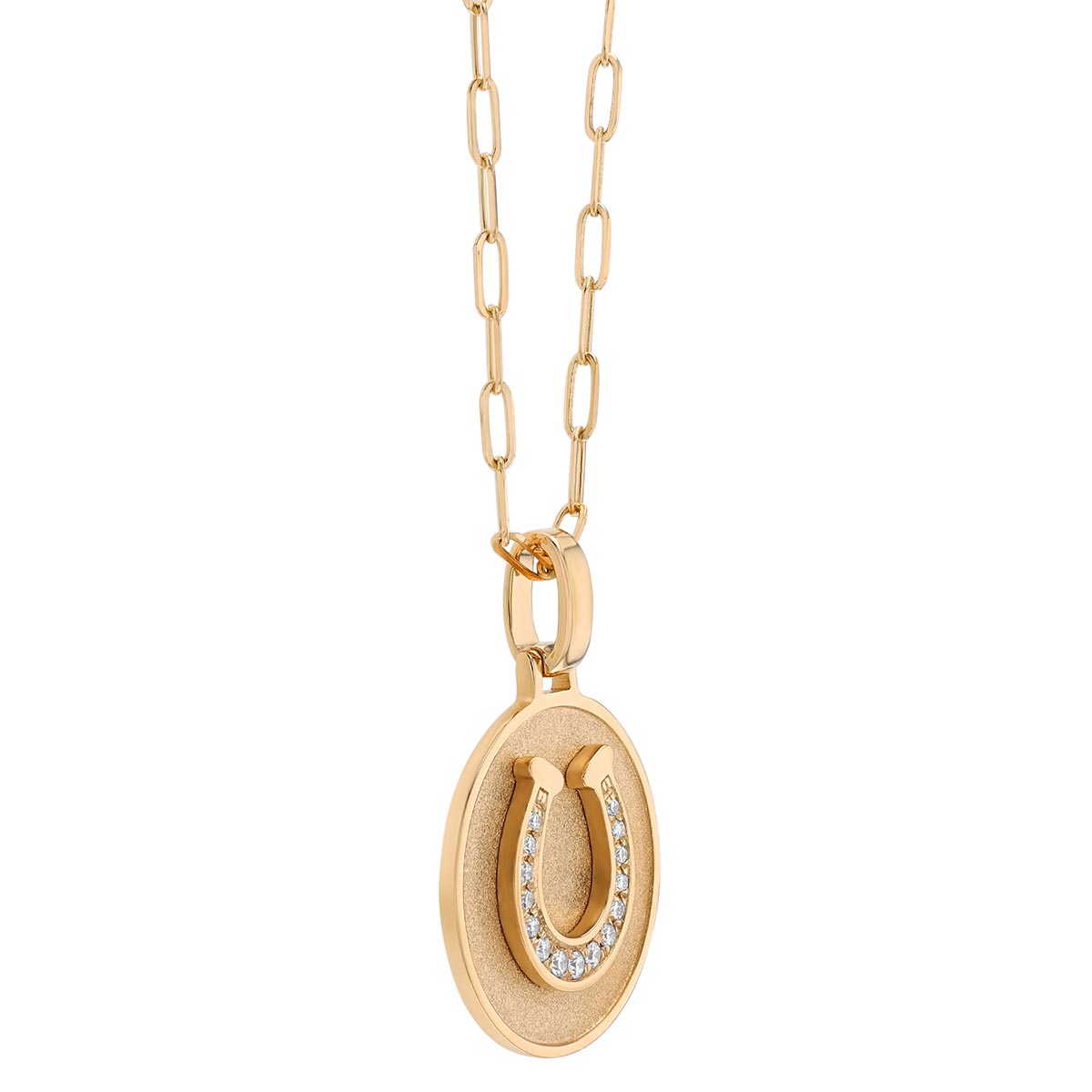 Frederic Sage Diamond Horseshoe Circle Pendant in Yellow Gold