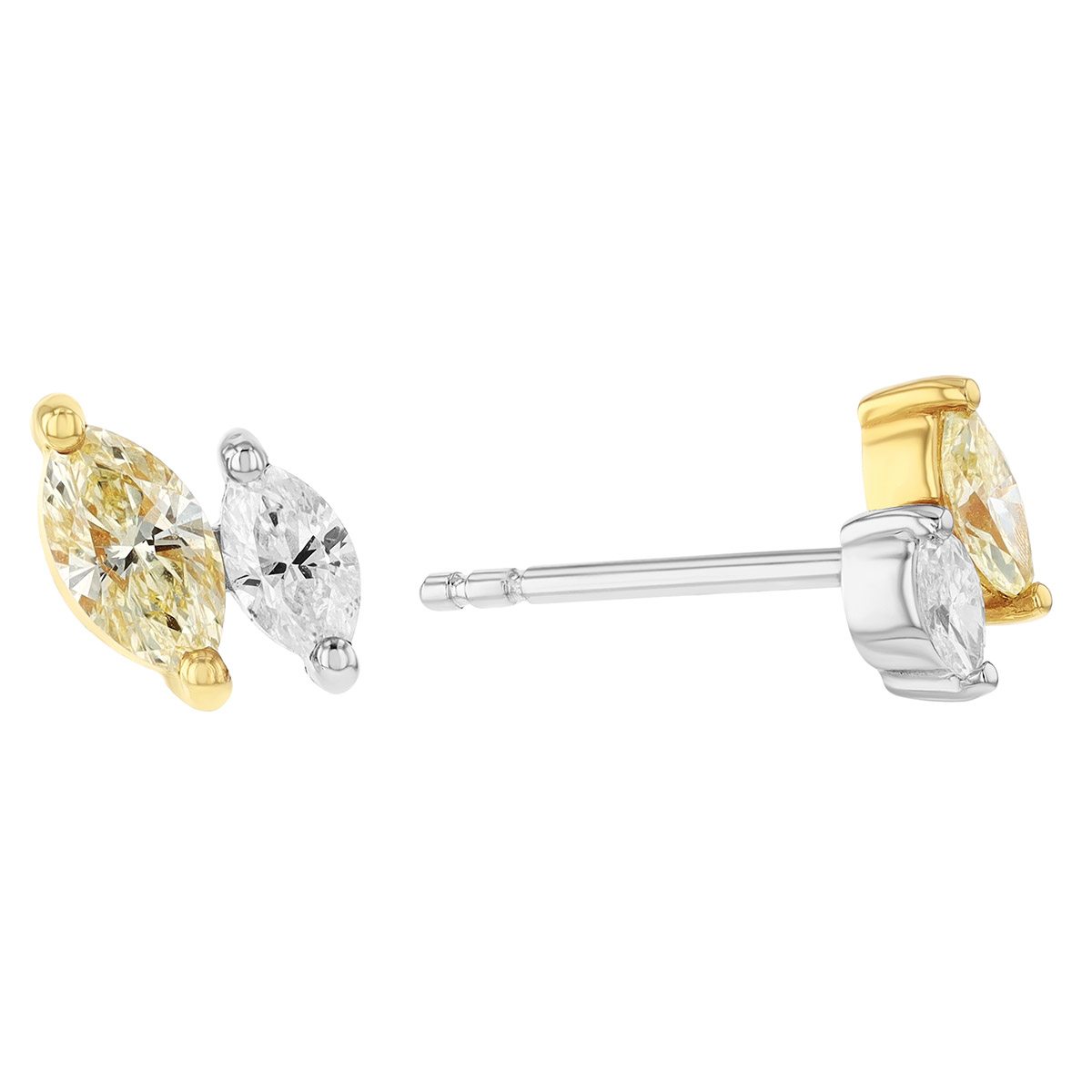 Frederic Sage Marquise Yellow & White Diamond Duo Stud Earrings in Two Tone