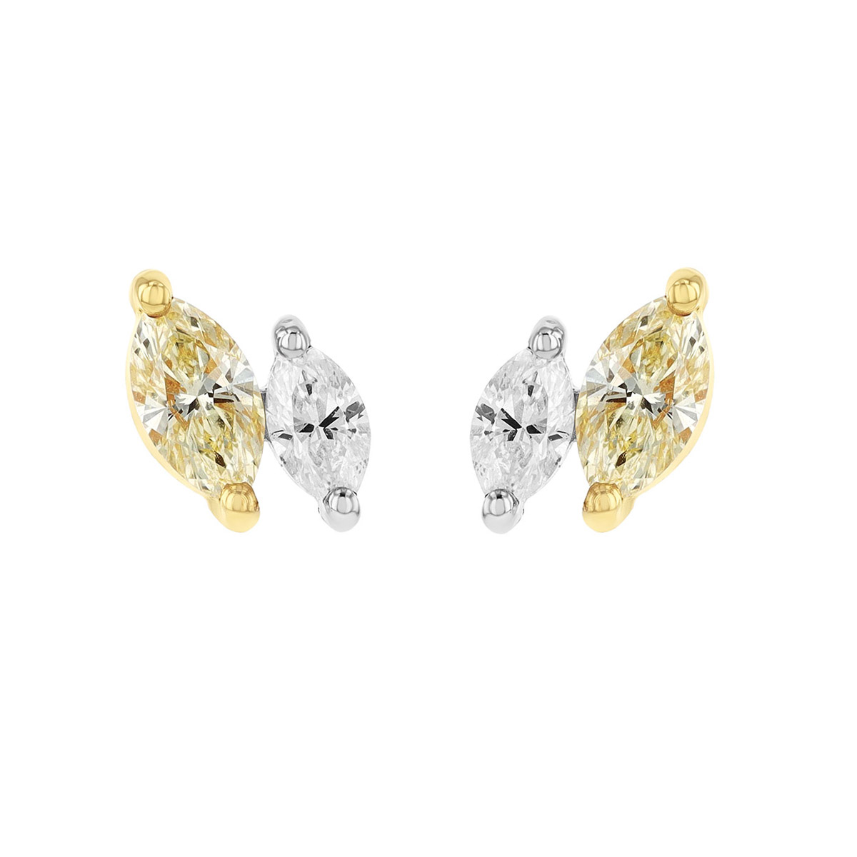 Frederic Sage Marquise Yellow & White Diamond Duo Stud Earrings in Two Tone