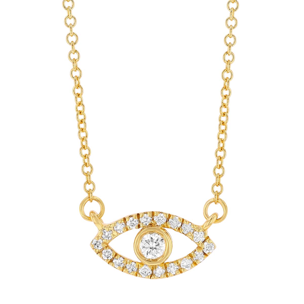 Marika Diamond Evil Eye Necklace in Yellow Gold