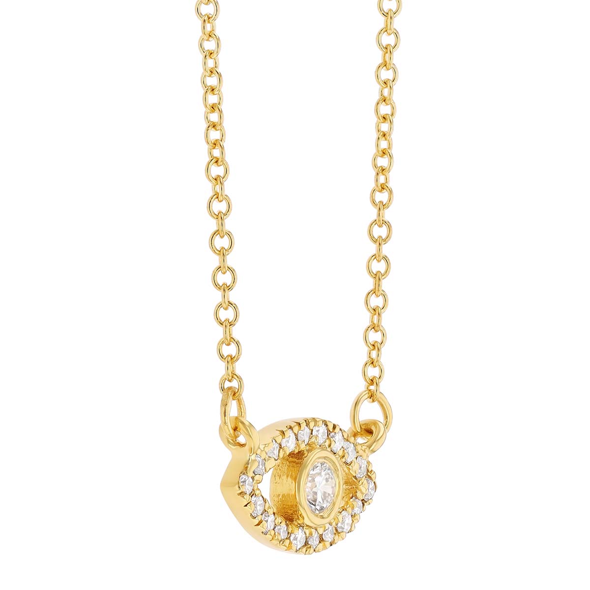 Marika Diamond Evil Eye Necklace in Yellow Gold