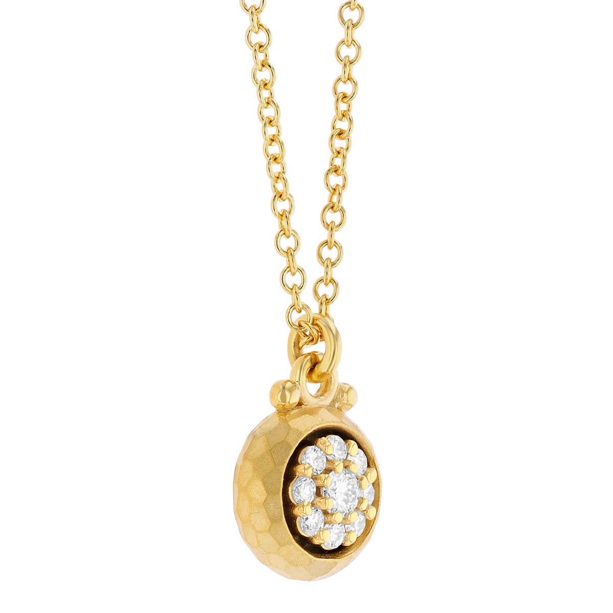 Marika Yellow Gold Pod Pendant with Diamond Cluster