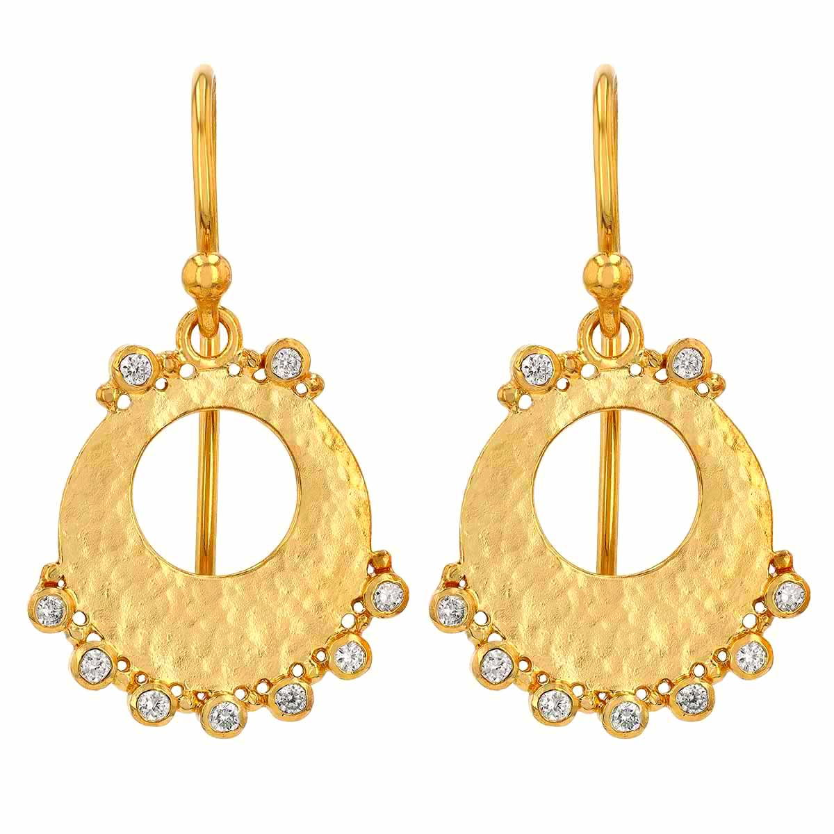 Gurhan Lush Diamond Fringe Open Circle Dangle Earrings in Yellow Gold