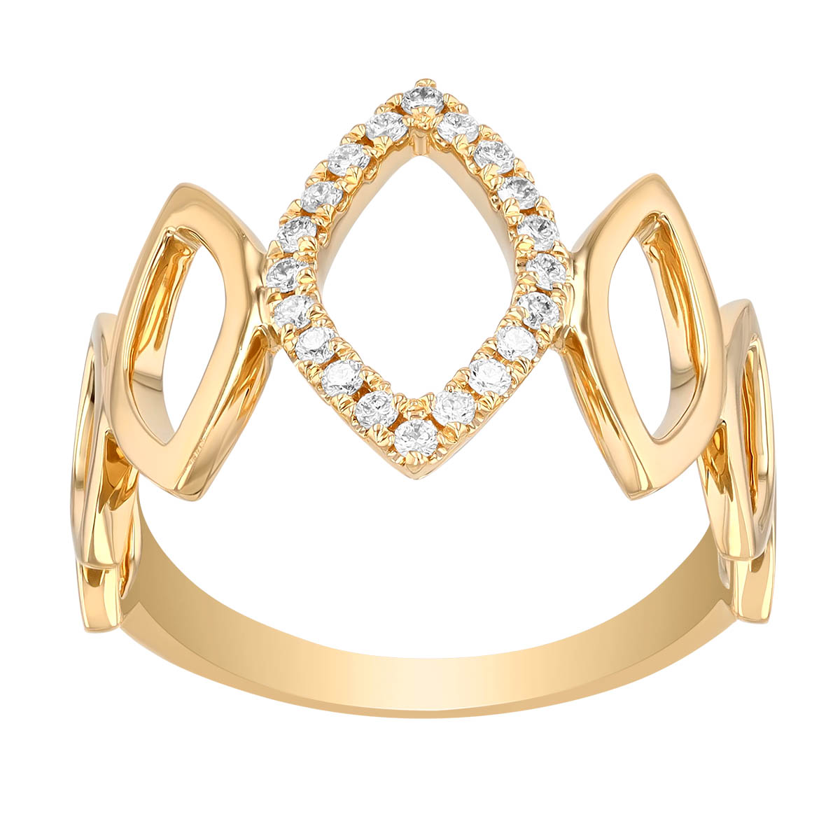 Diamond Open Geometric Diamond Shape Ring in Yellow Gold