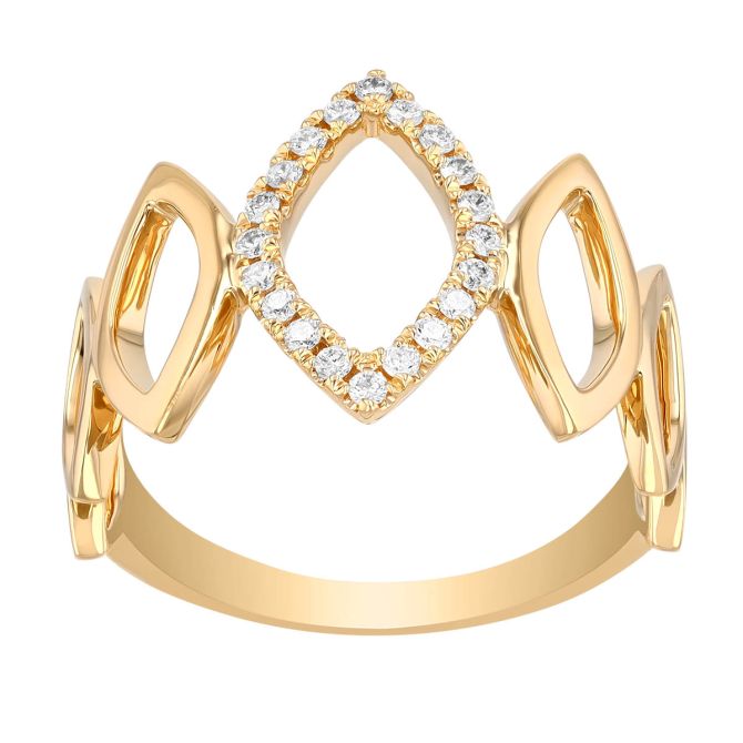 Diamond Open Geometric Diamond Shape Ring in Yellow Gold