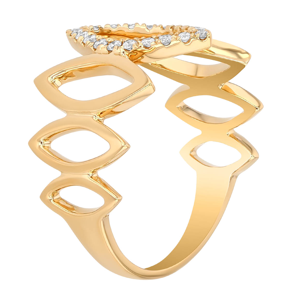 Diamond Open Geometric Diamond Shape Ring in Yellow Gold