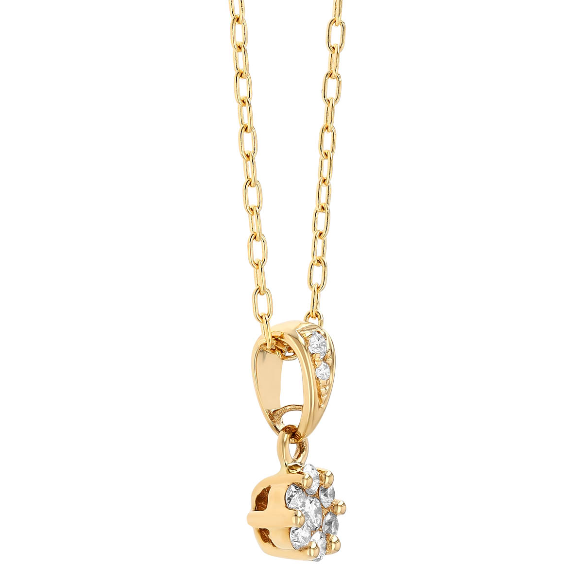 Diamond Cluster Round Pendant in Yellow Gold