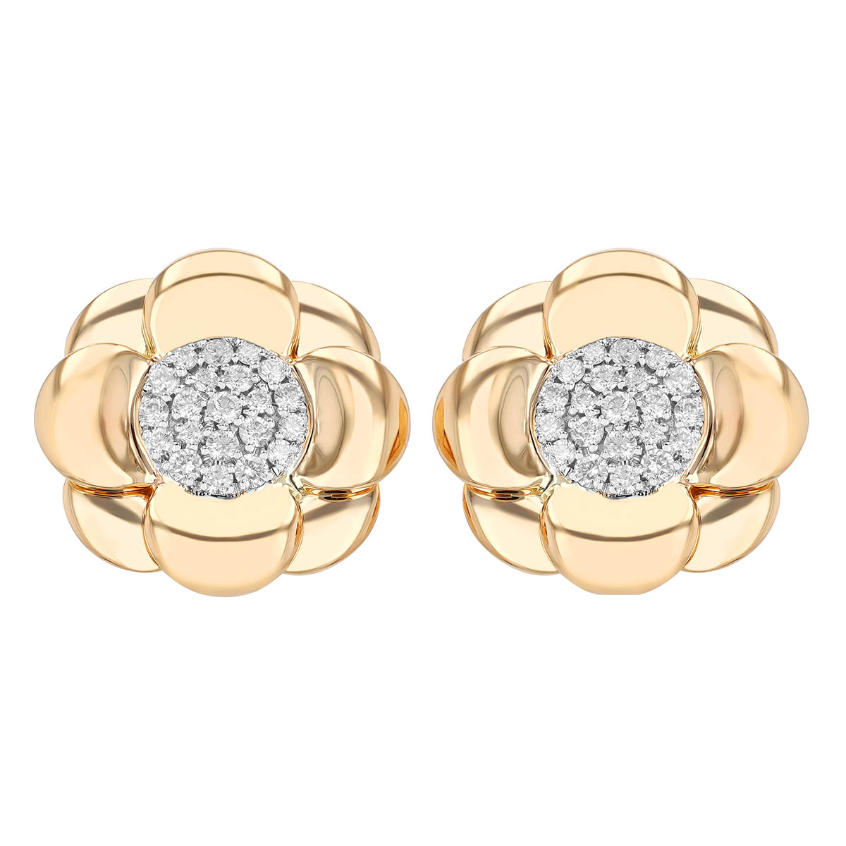 Phillips House Dahlia Diamond Medium Stud Earrings in Yellow Gold
