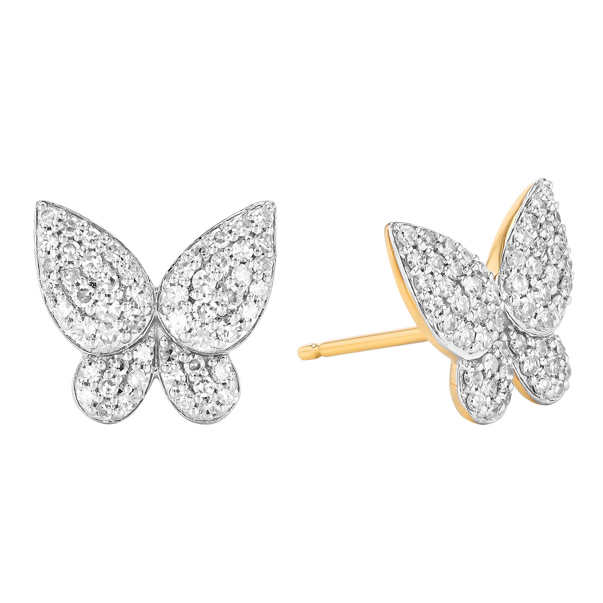 Phillips House Diamond Pavé Butterfly Stud Earrings in Yellow Gold