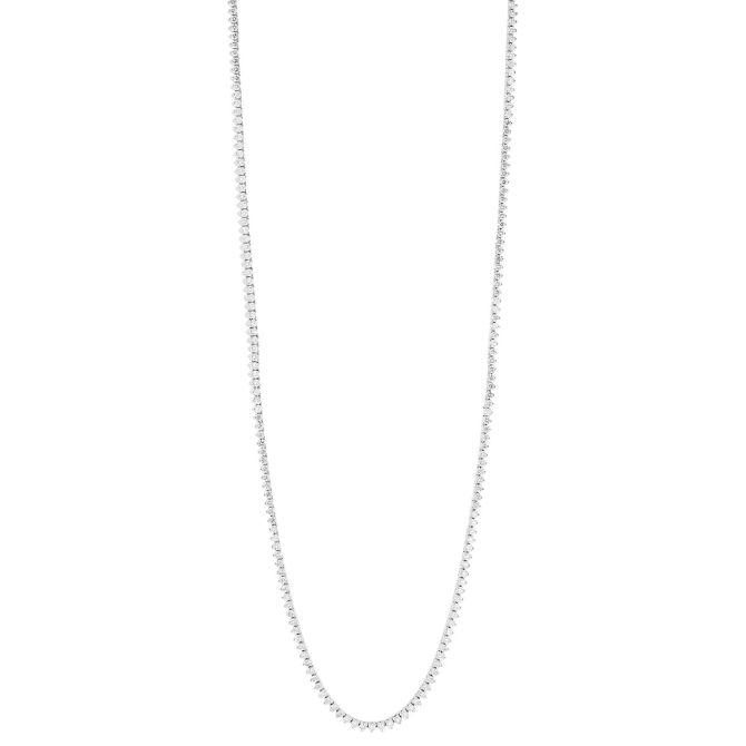 Round Diamond 3 Prong Tennis Necklace in White Gold, 16", 5.24 cttw