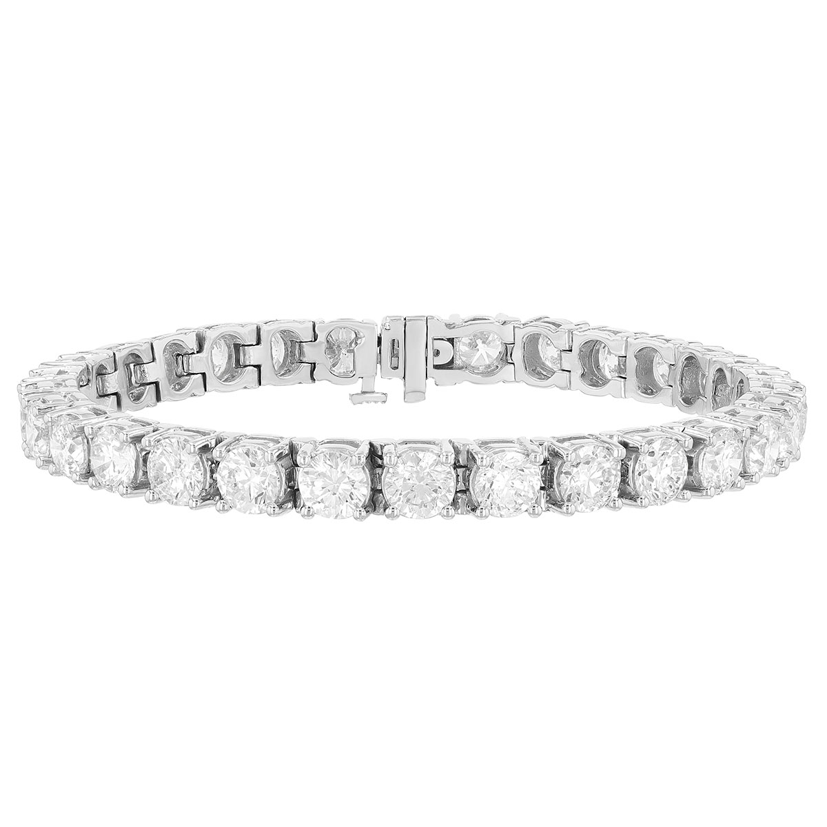Round Diamond 4 Prong Tennis Bracelet in White Gold, 7