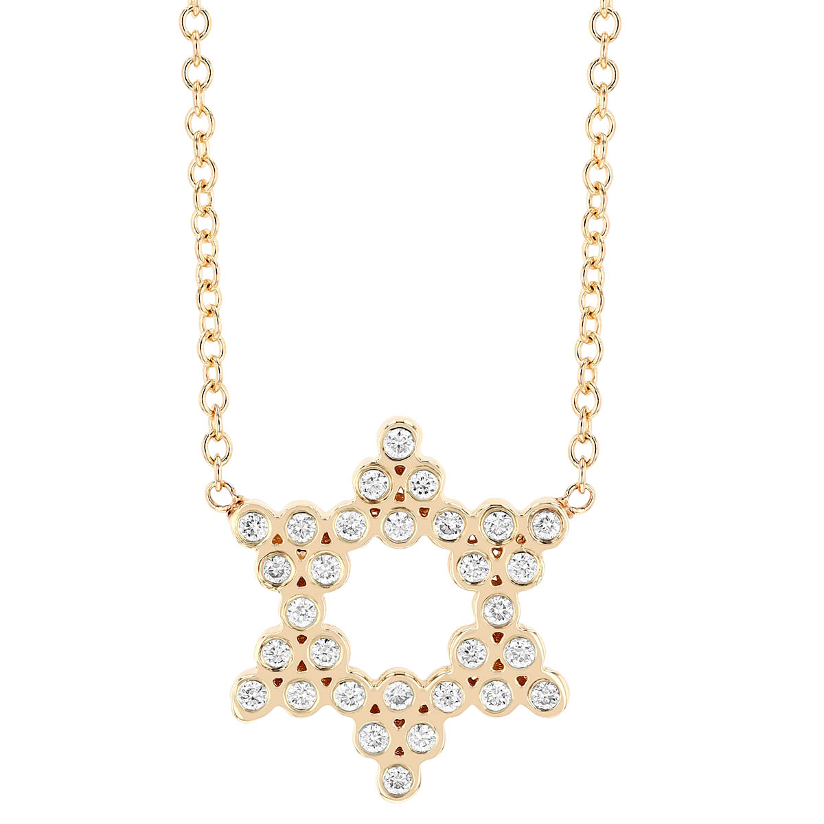 Zoe Chicco Small Diamond Bezel Star of David Necklace in Yellow Gold, 16