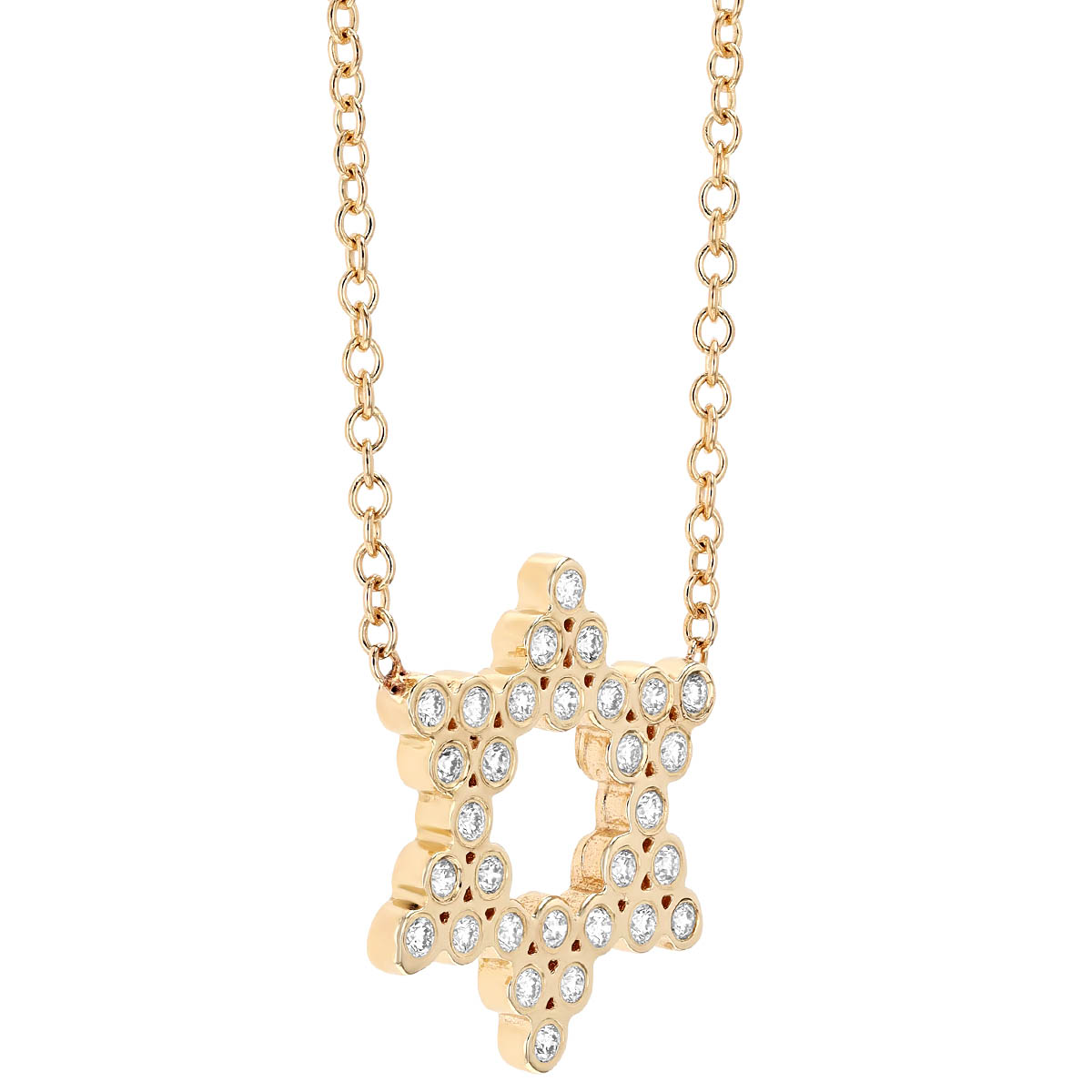 Zoe Chicco Small Diamond Bezel Star of David Necklace in Yellow Gold, 16