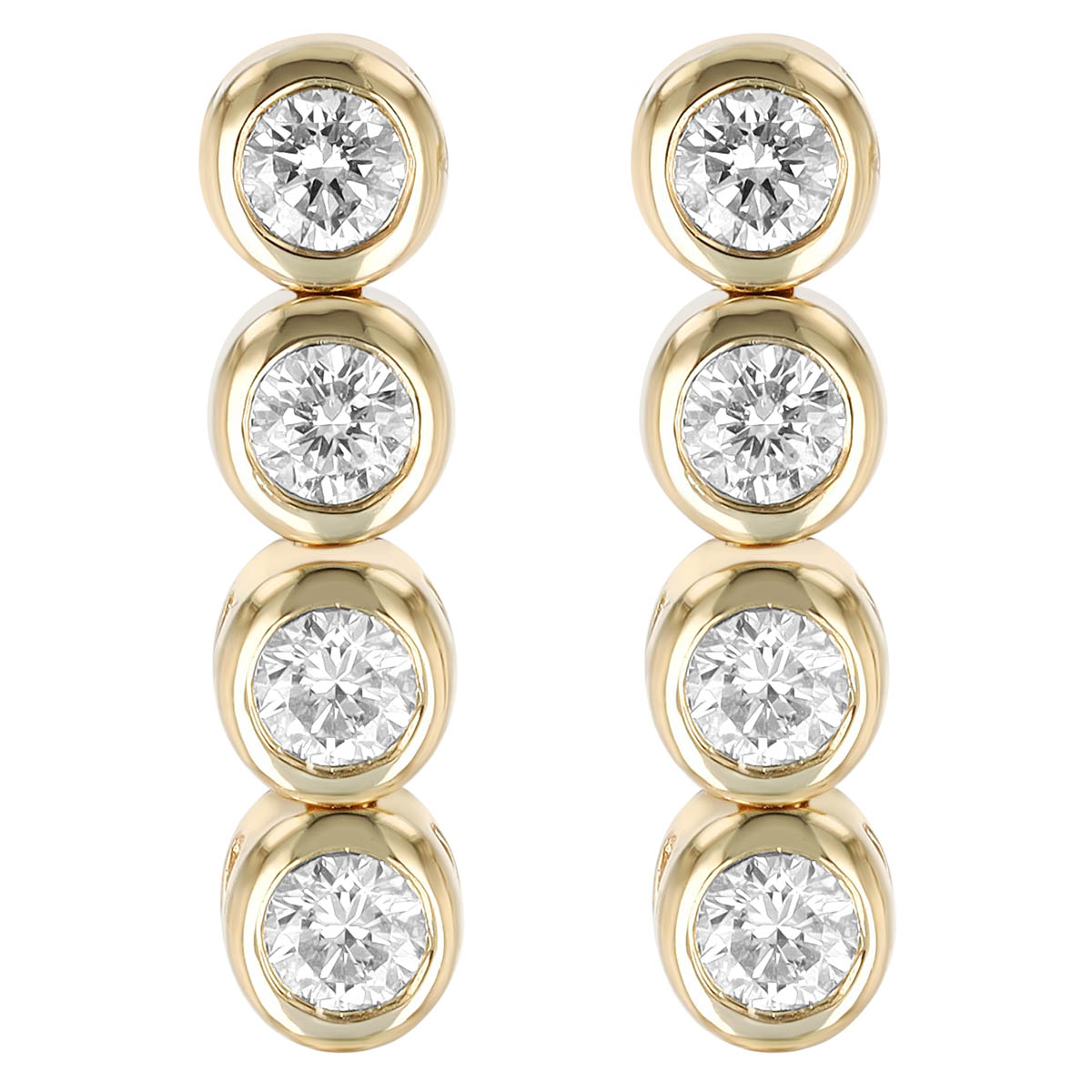 Zoe Chicco Diamond Bezel Tennis Short Drop Earrings in Yellow Gold