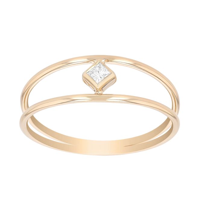 Zoe Chicco Princess Diamond Double Band Ring in Yellow Gold