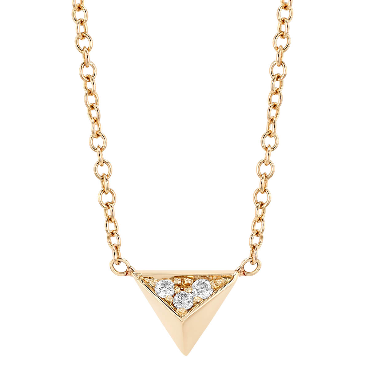 Zoe Chicco Pave Diamond Triangle Pyramid Necklace in Yellow Gold, 16